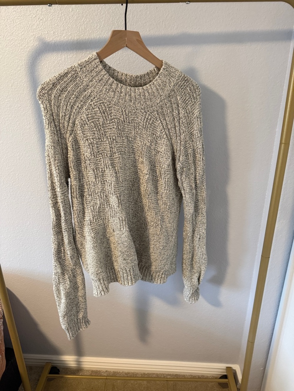 Prana Women’s  Crewneck Cable Knit Sweater - Marbled Gray Size M
